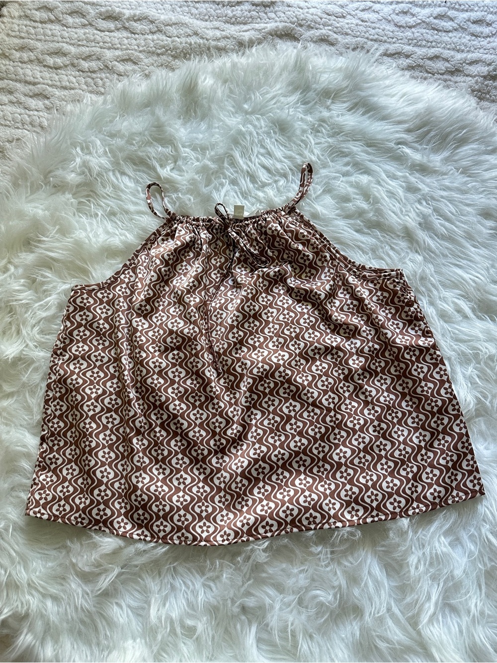 Brown Patterned Halter Cami Top